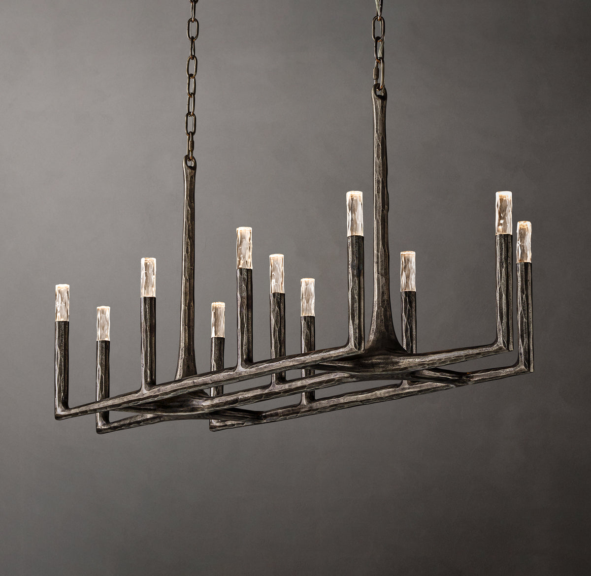 Artisan Thaddeus Linear Chandelier – 54" Forged Bronze
