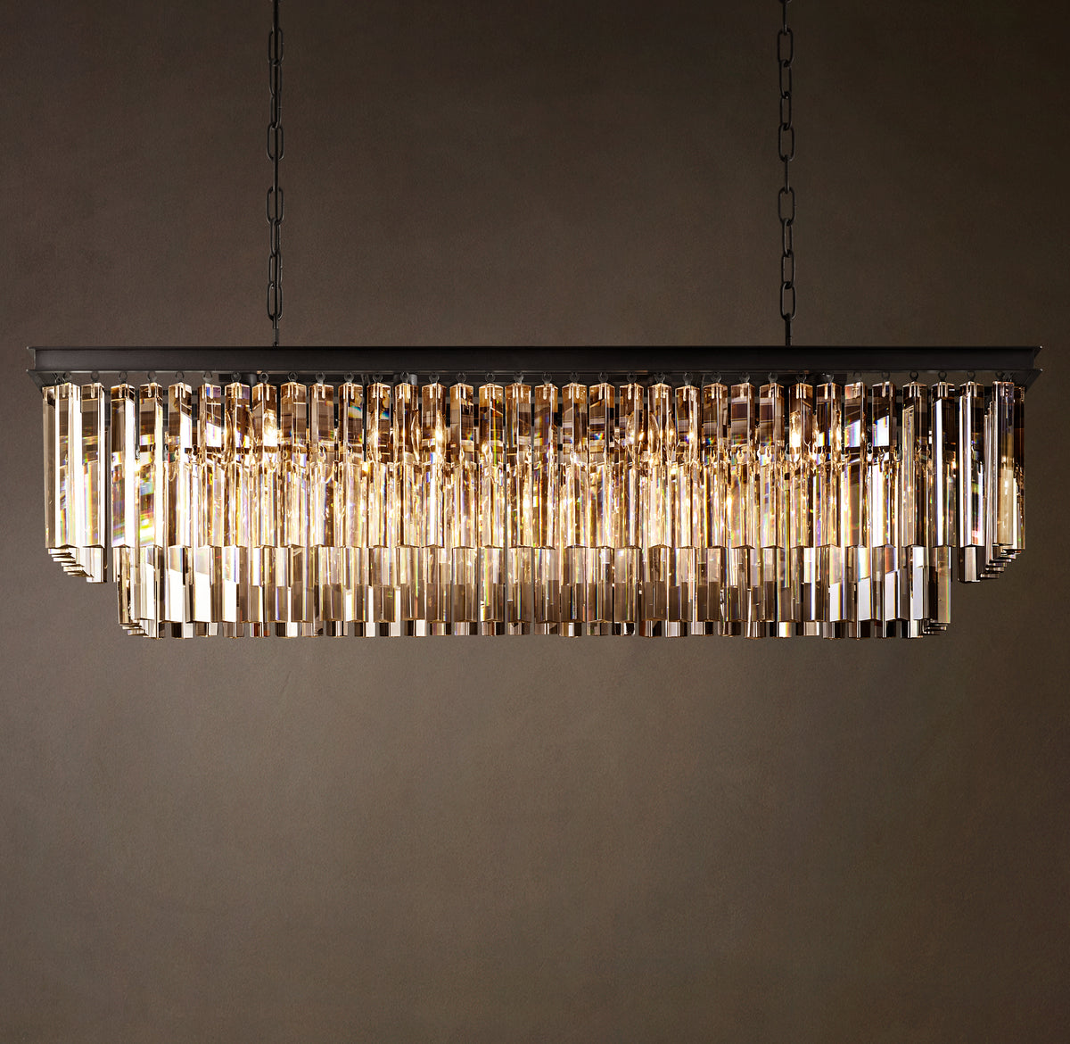 Artisan 1920s Odeon Rectangular Chandelier – 49" Iron
