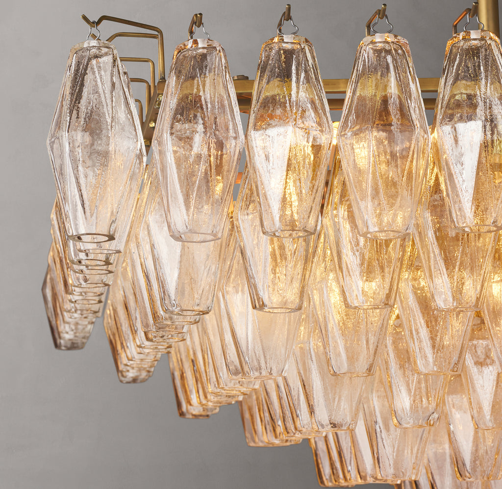 Artisan Chiara Clear Glass Tiered Rectangular Chandelier – 54"