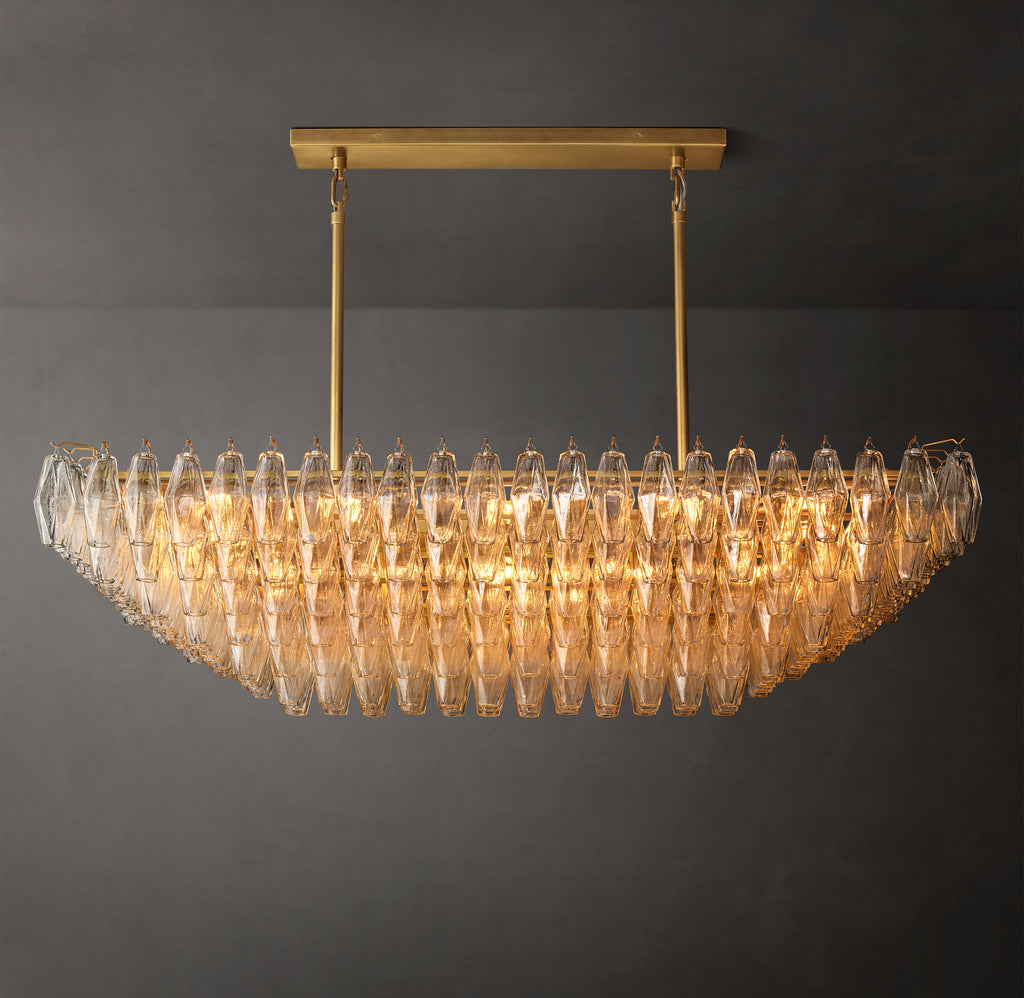 Artisan Chiara Clear Glass Tiered Rectangular Chandelier