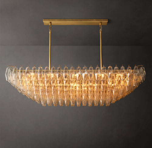 Artisan Chiara Clear Glass Tiered Rectangular Chandelier