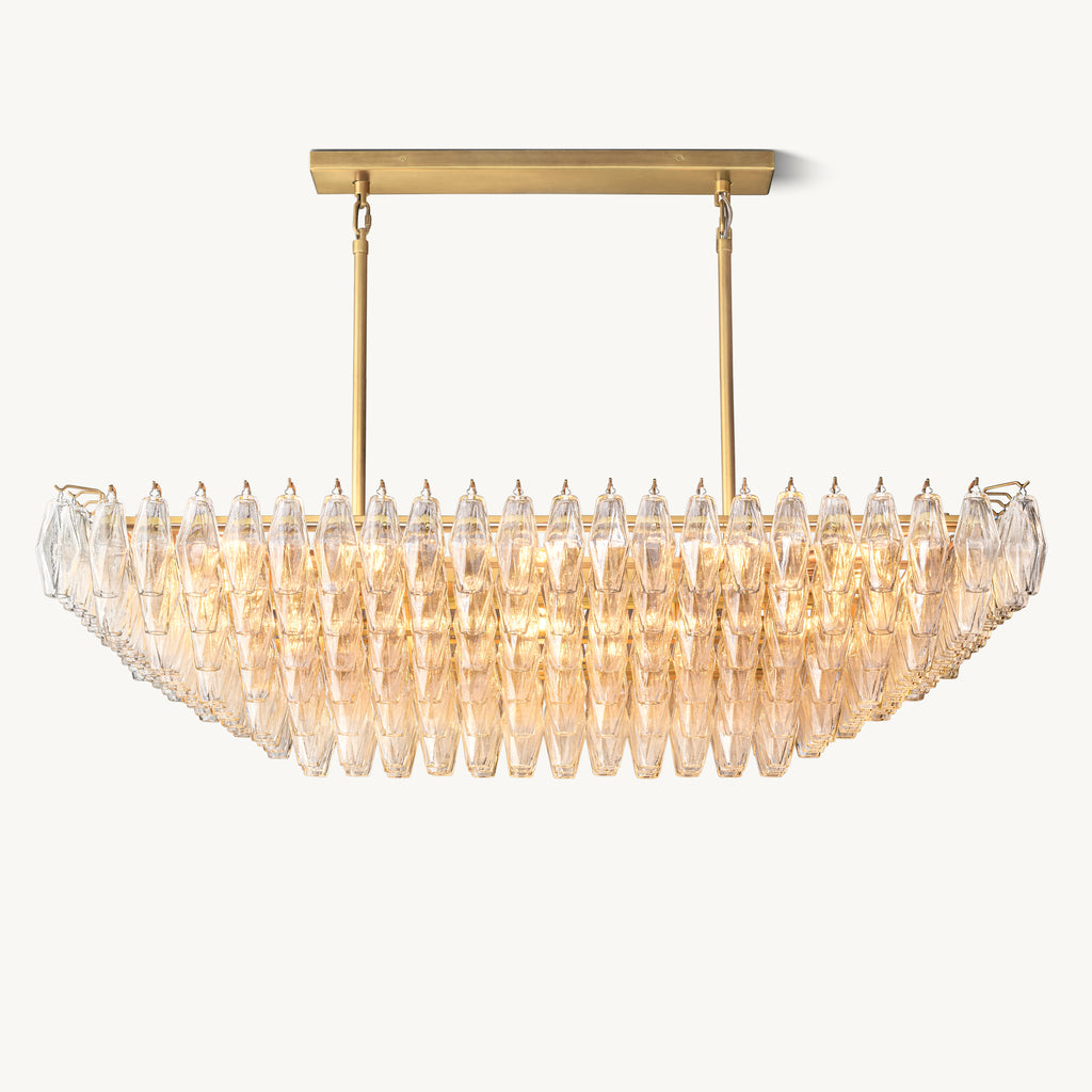Artisan Chiara Clear Glass Tiered Rectangular Chandelier, alternate view