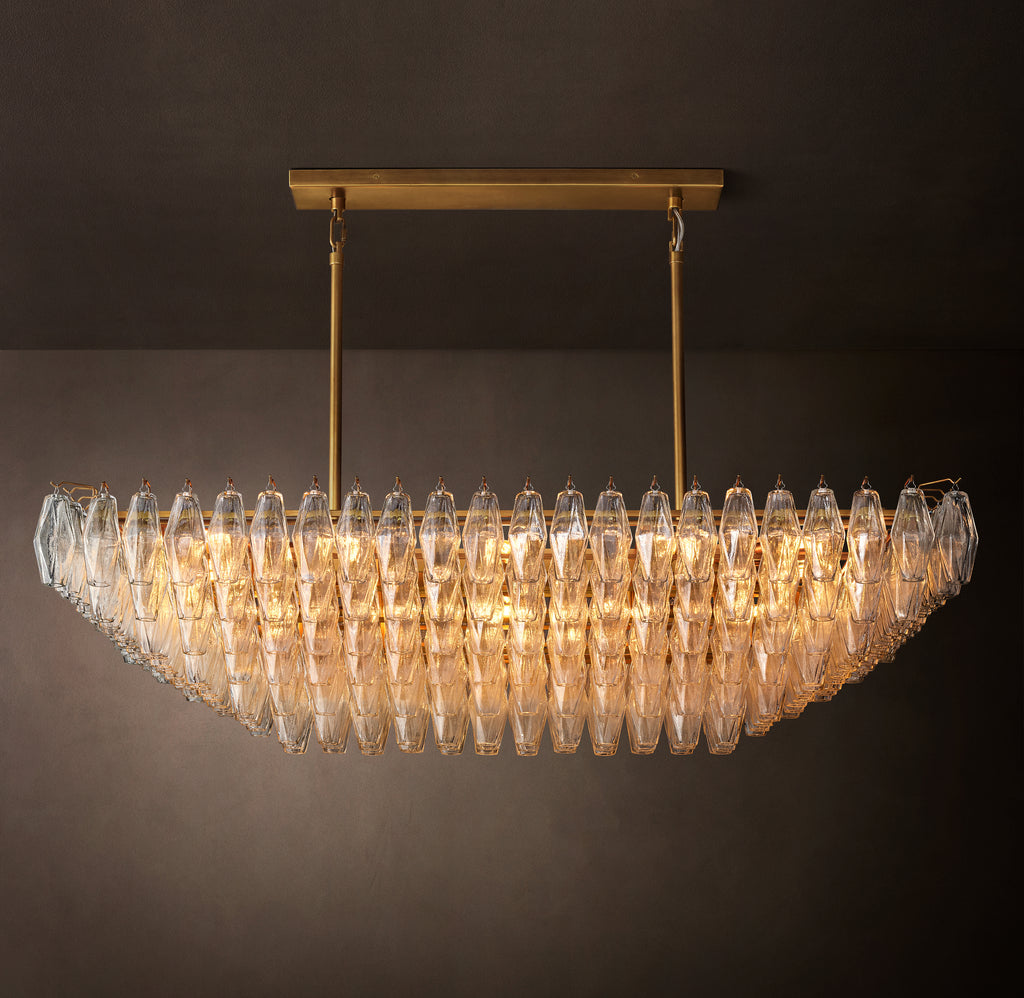 Artisan Chiara Clear Glass Tiered Rectangular Chandelier – 54"
