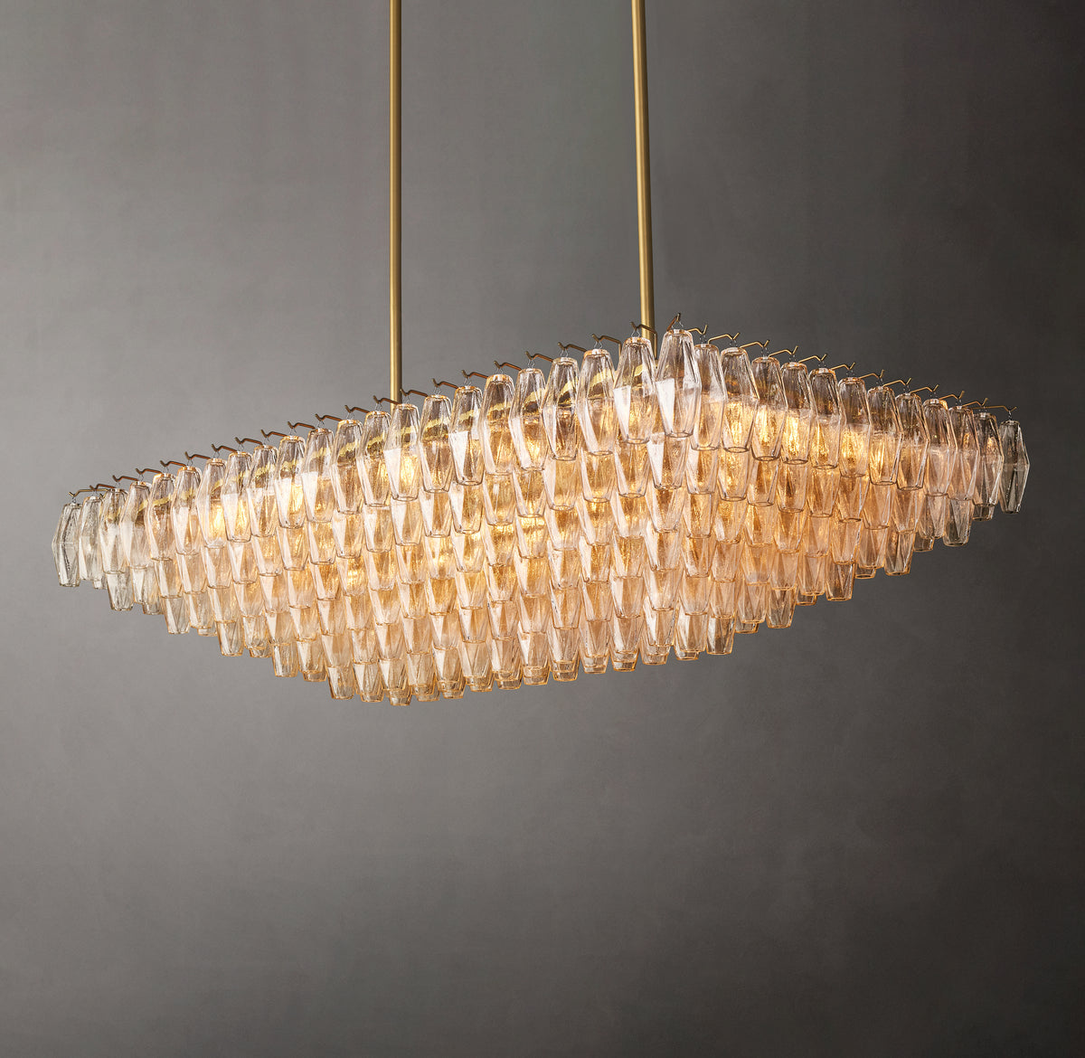 Artisan Chiara Clear Glass Tiered Rectangular Chandelier – 54"