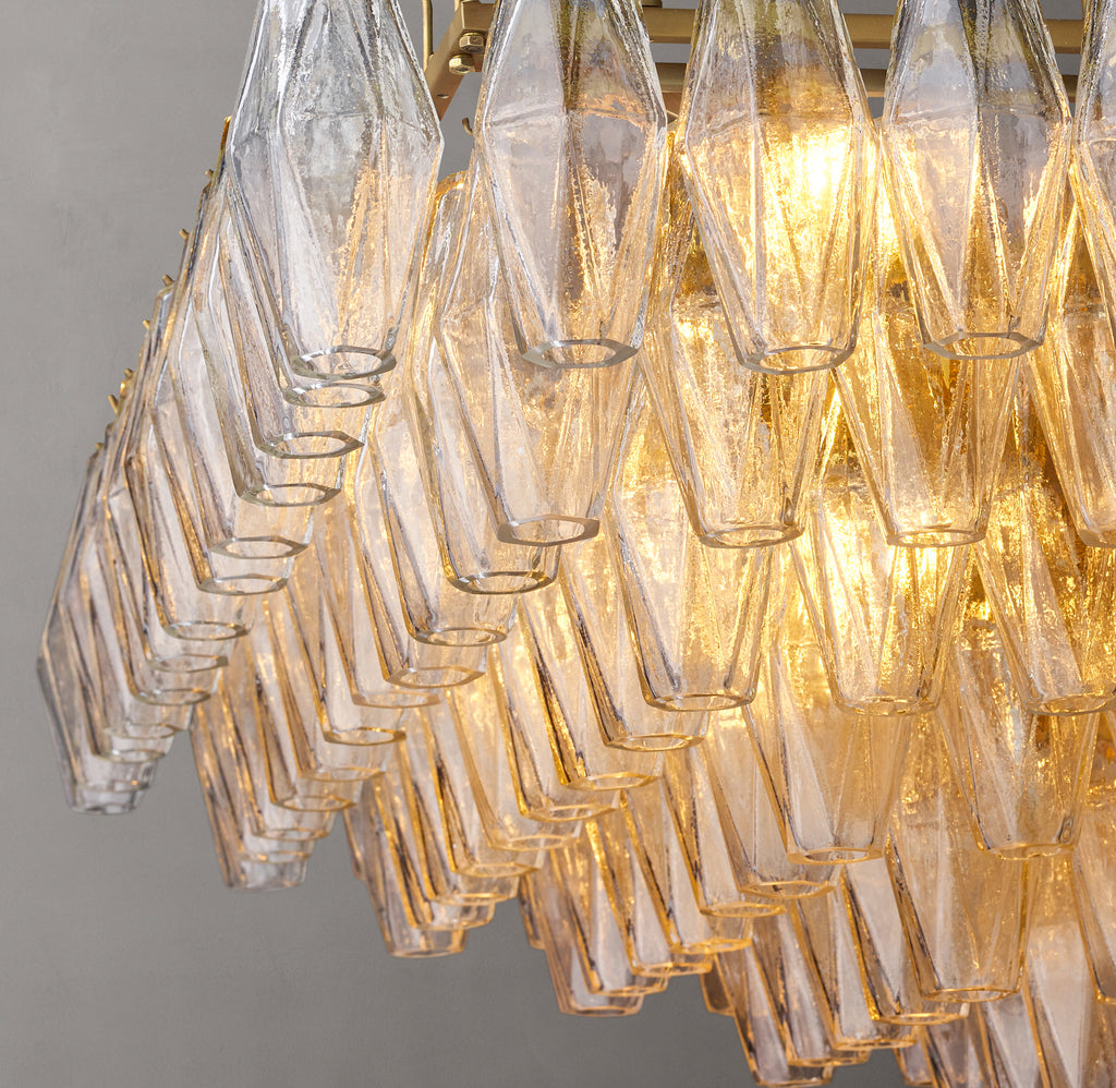 Artisan Chiara Clear Glass Tiered Rectangular Chandelier – 74"