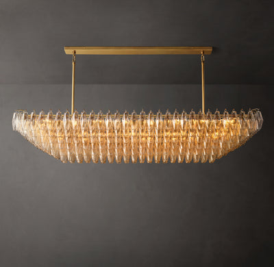 Artisan Chiara Clear Glass Tiered Rectangular Chandelier – 74"