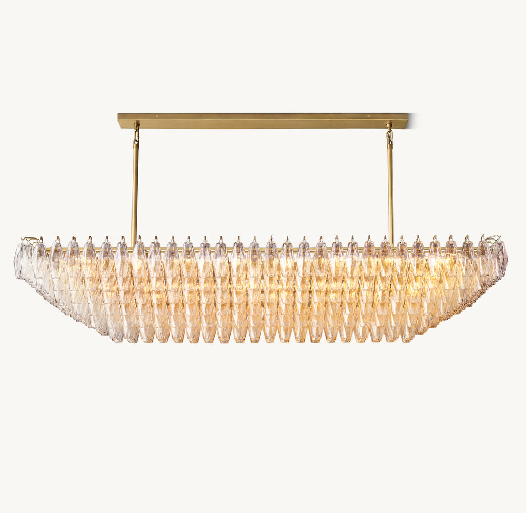 Artisan Chiara Clear Glass Tiered Rectangular Chandelier, alternate view