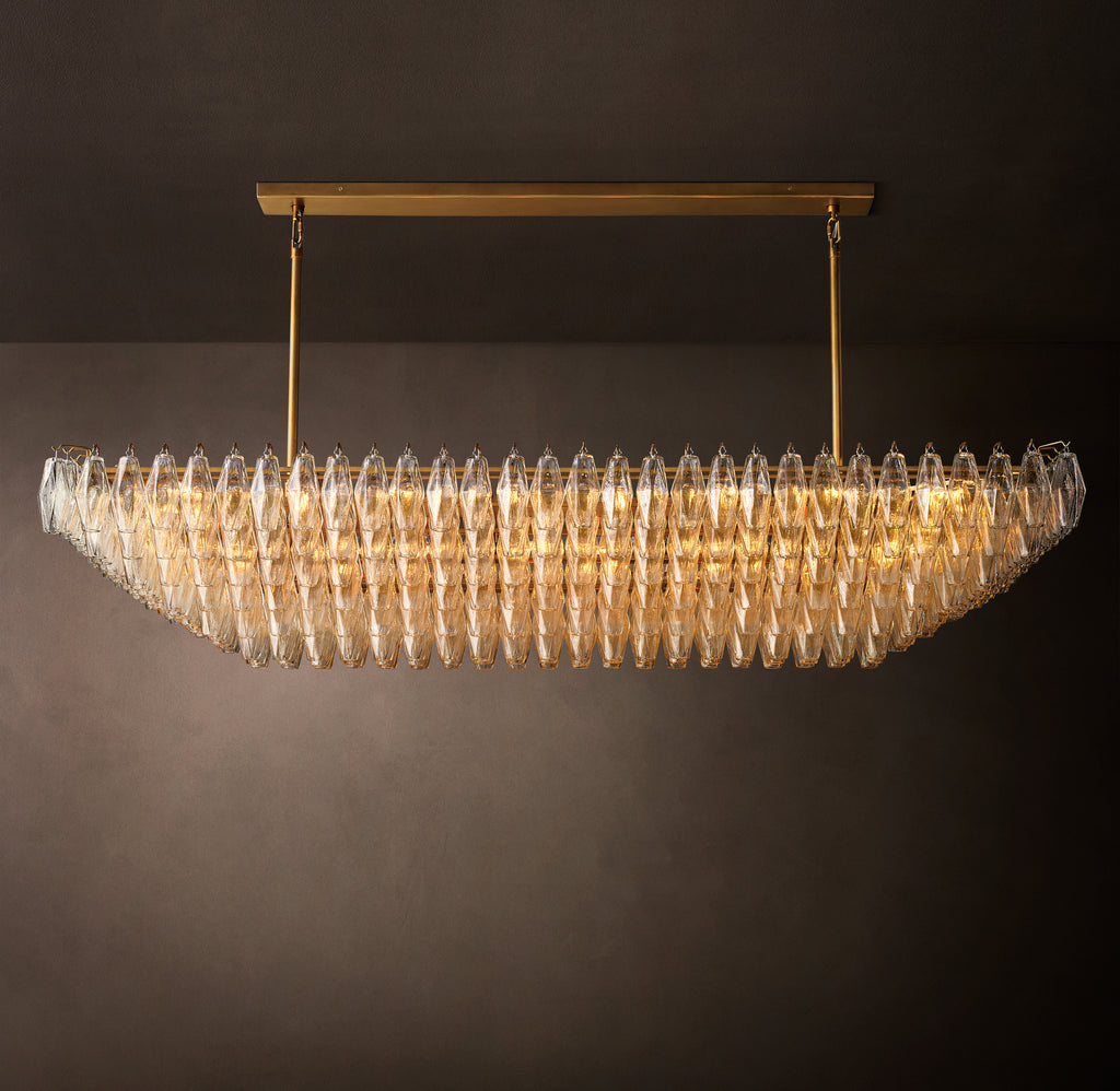 Artisan Chiara Clear Glass Tiered Rectangular Chandelier – 74"