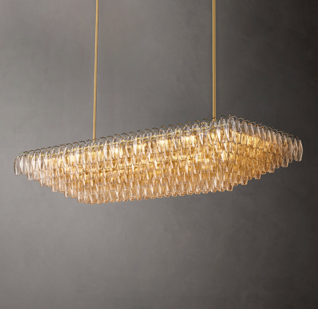 Artisan Chiara Clear Glass Tiered Rectangular Chandelier – 74"