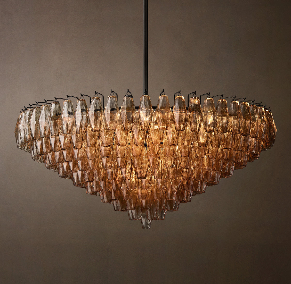 Artisan Chiara Smoke Glass Tiered Round Chandelier, alternate view