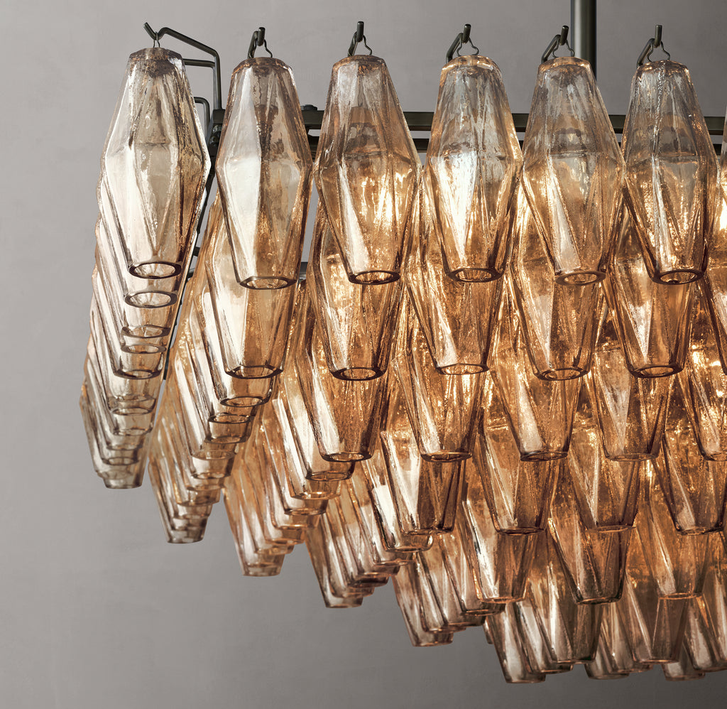 Artisan Chiara Smoke Glass Tiered Rectangular Chandelier