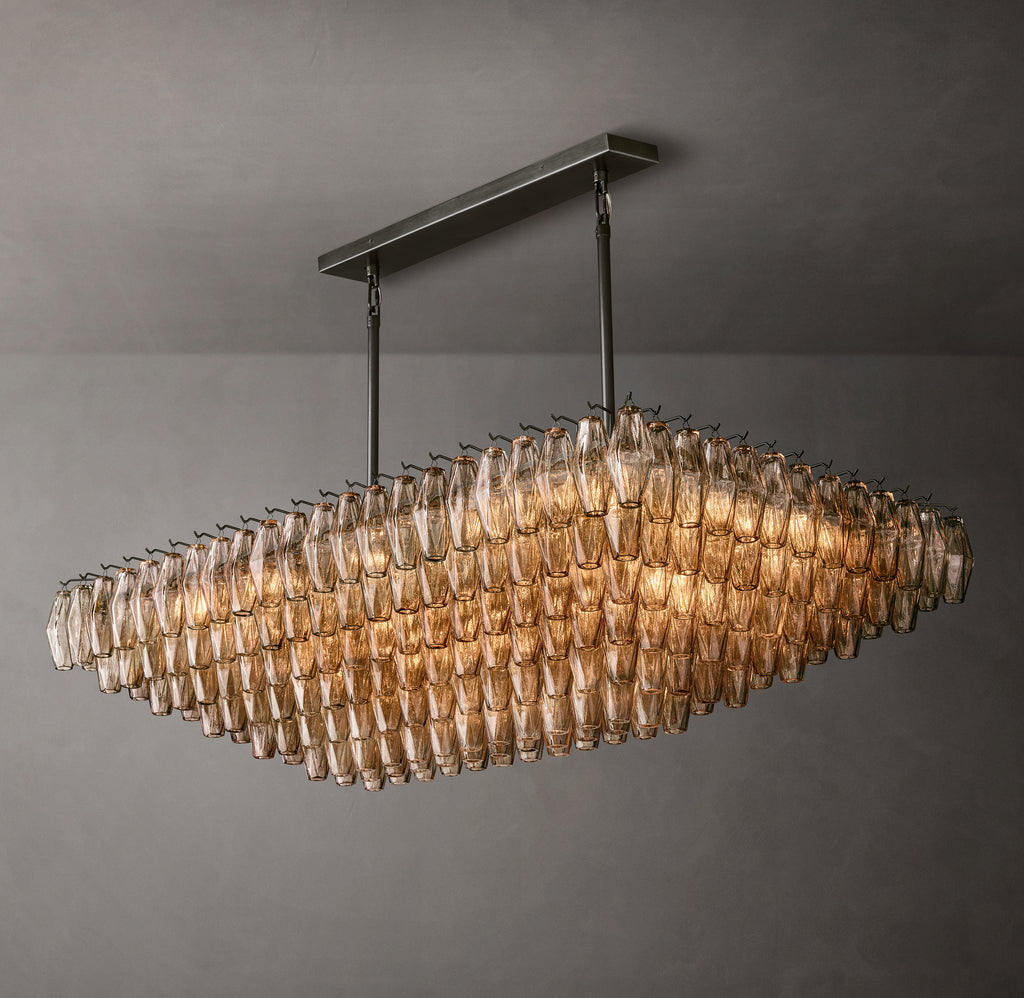 Artisan Chiara Smoke Glass Tiered Rectangular Chandelier