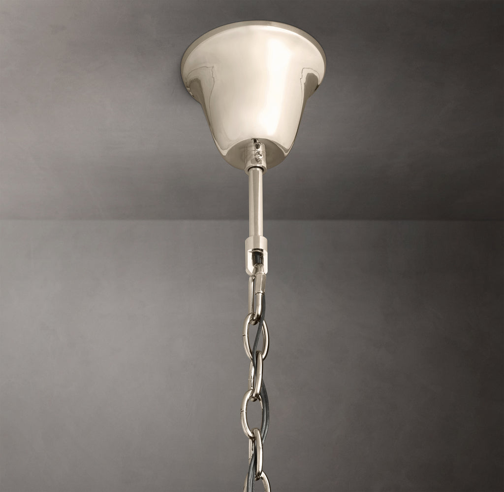 Artisan 1920s Odeon Round Chandelier – 32" Polished Nickel