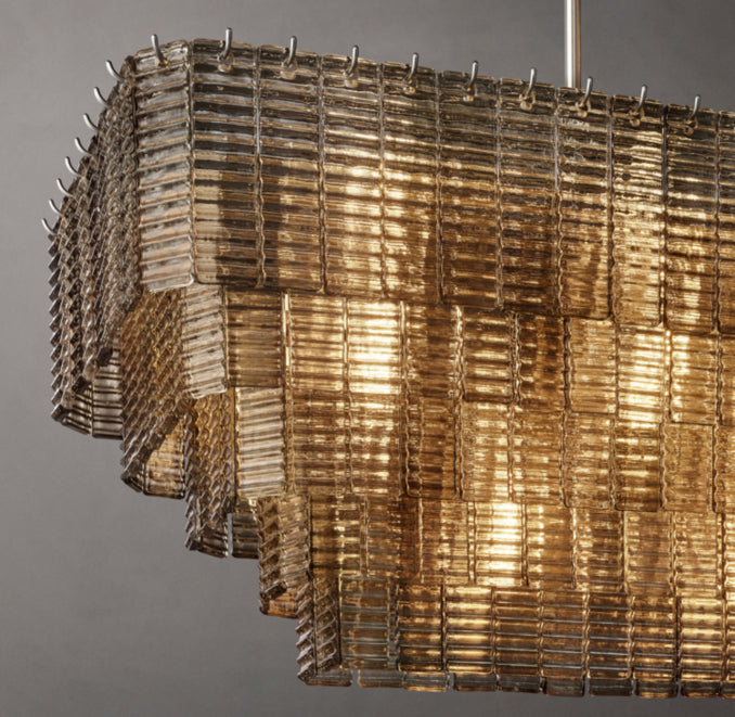 Heritage Sirene Smoke Glass Rectangular Chandelier – 77"