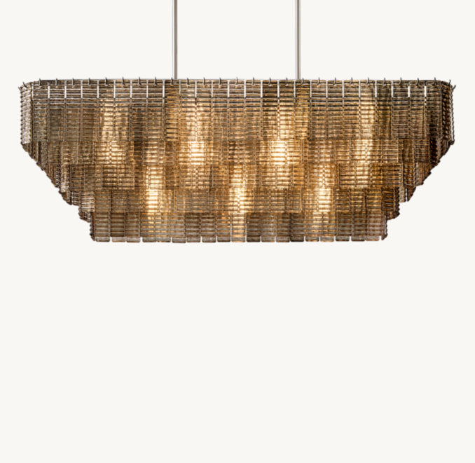 Heritage Sirene Smoke Glass Rectangular Chandelier – 77"