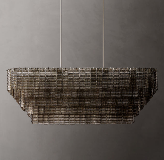 Heritage Sirene Smoke Glass Rectangular Chandelier, alternate view