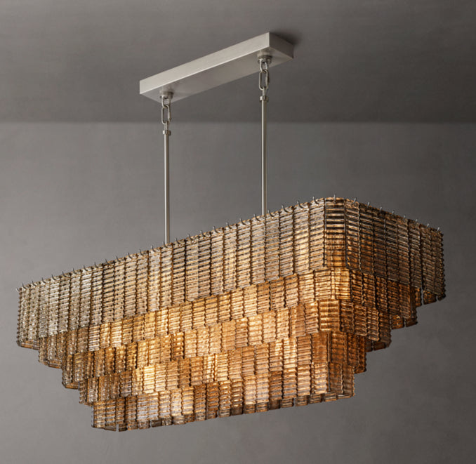 Heritage Sirene Smoke Glass Rectangular Chandelier – 77"