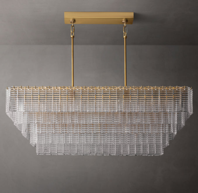 Heritage Sirene Clear Glass Rectangular Chandelier, alternate view