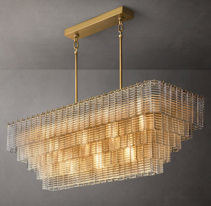 Heritage Sirene Clear Glass Rectangular Chandelier