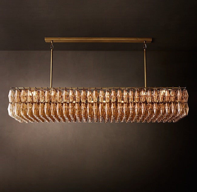 Chiara Smoke Glass Rectangular Chandelier