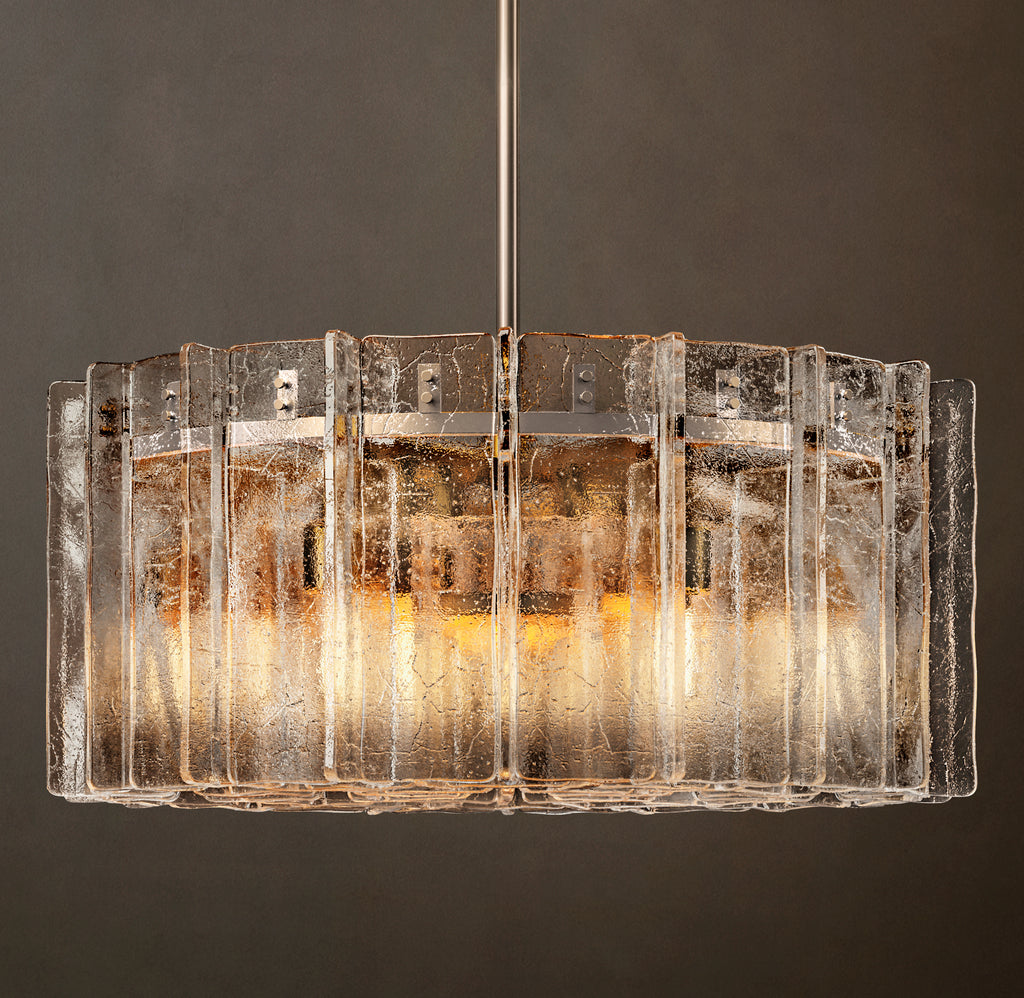 Signature Lattice Clear Glass Round Chandelier, alternate view