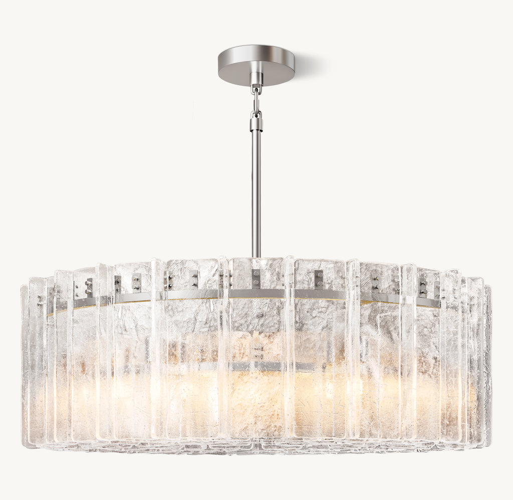 Signature Lattice Clear Glass Round Chandelier, alternate view