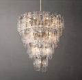 Signature Lattice Clear Glass Tiered Round Chandelier
