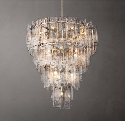 Signature Lattice Clear Glass Tiered Round Chandelier – 47"
