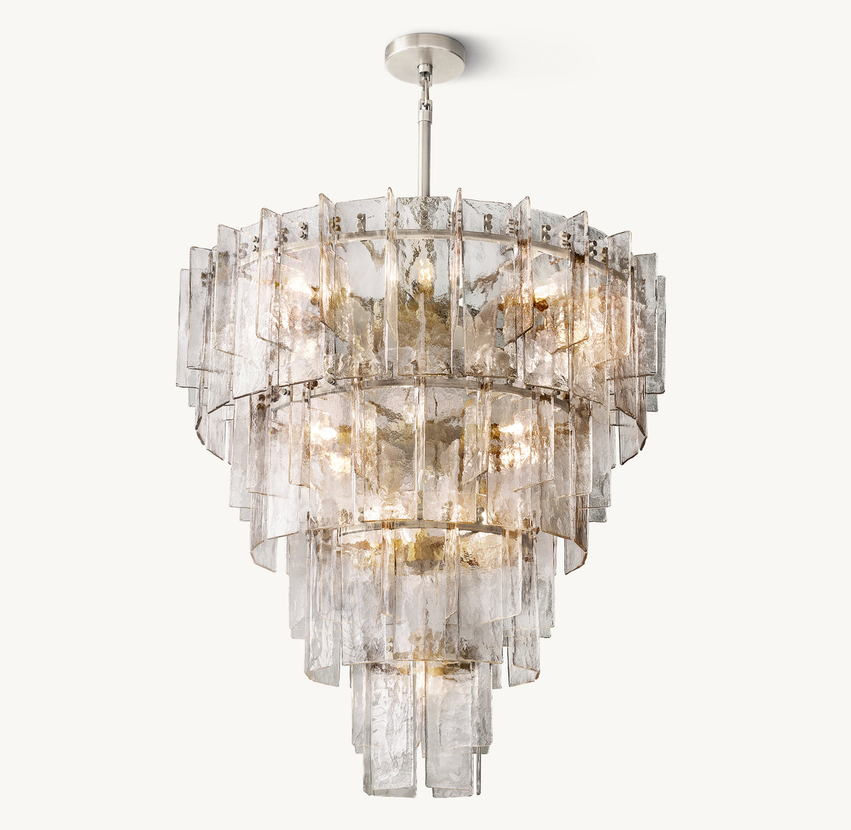 Signature Lattice Clear Glass Tiered Round Chandelier, alternate view