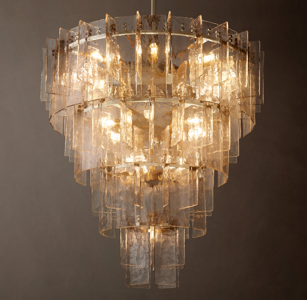 Signature Lattice Clear Glass Tiered Round Chandelier – 47"