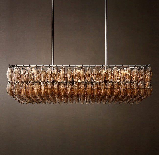 Chiara Smoke Glass Rectangular Chandelier