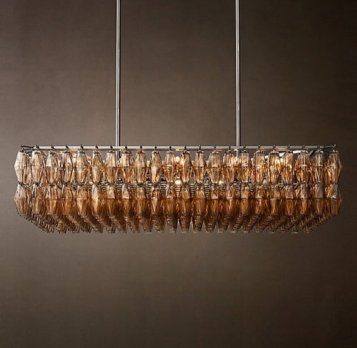 Chiara Smoke Glass Rectangular Chandelier