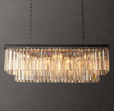 Artisan 1920s Odeon Rectangular Chandelier – 40" Iron