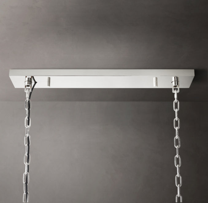 Artisan 1920s Odeon Rectangular Chandelier – 40" Polished Nickel