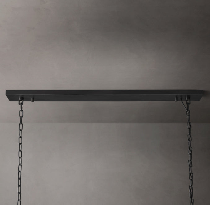Artisan 1920s Odeon Rectangular Chandelier – 72" Iron