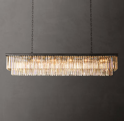 Artisan 1920s Odeon Rectangular Chandelier – 72" Iron