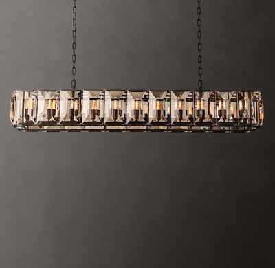 Signature Harlow Crystal Rectangular Chandelier – 74" Iron
