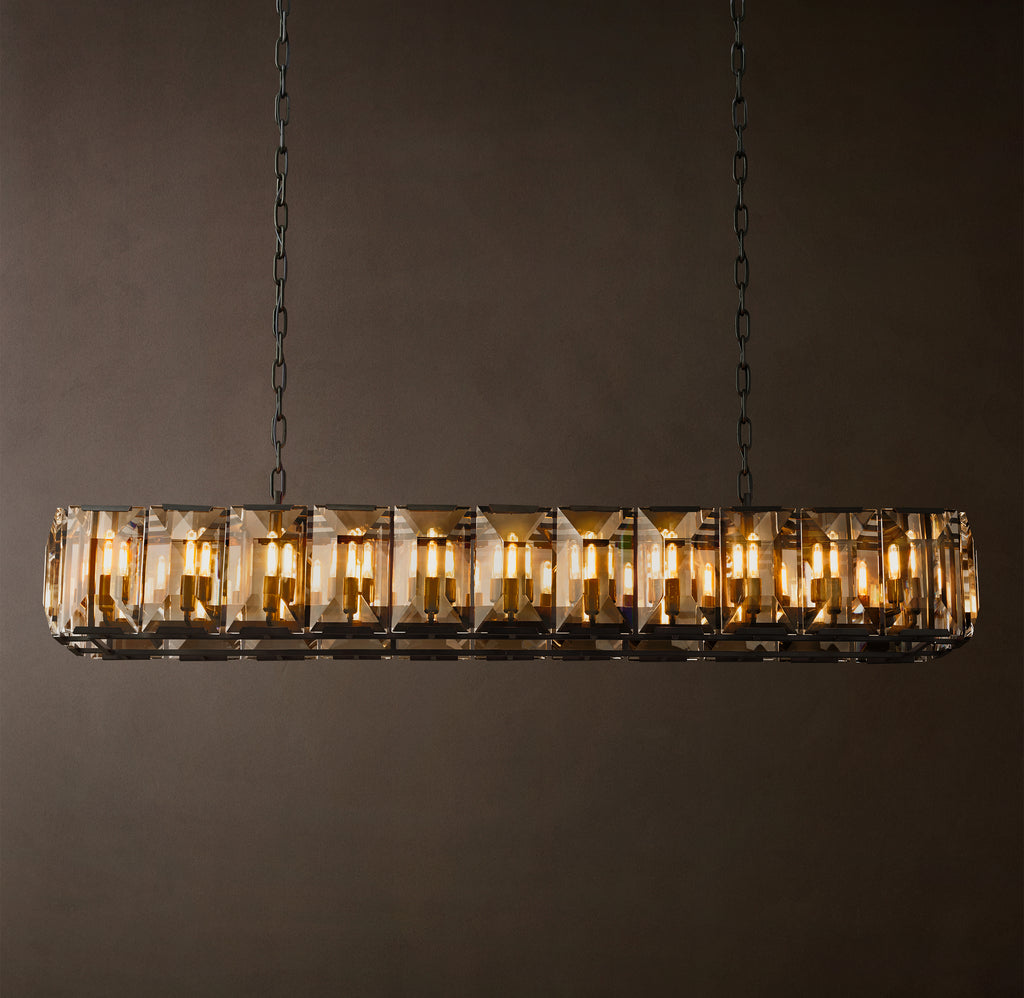 Signature Harlow Crystal Rectangular Chandelier – 74" Iron