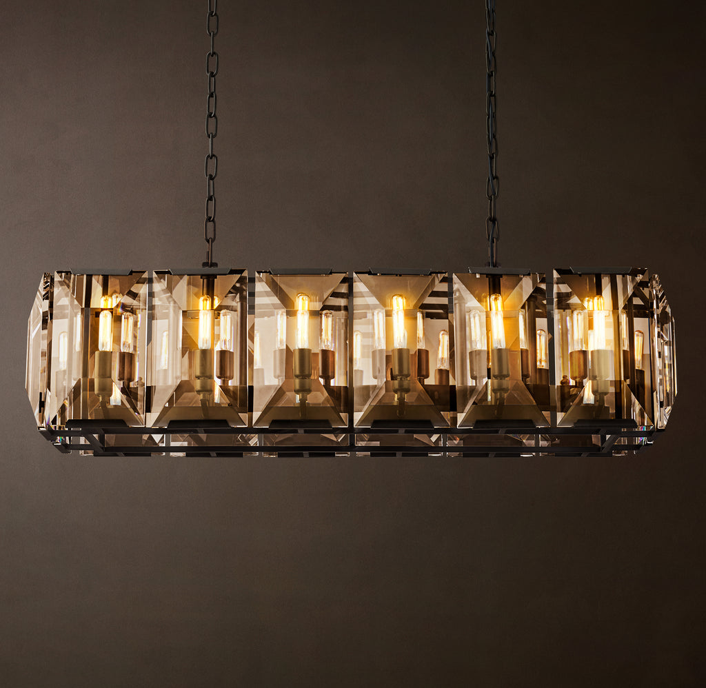 Signature Harlow Crystal Rectangular Chandelier – 42" Iron