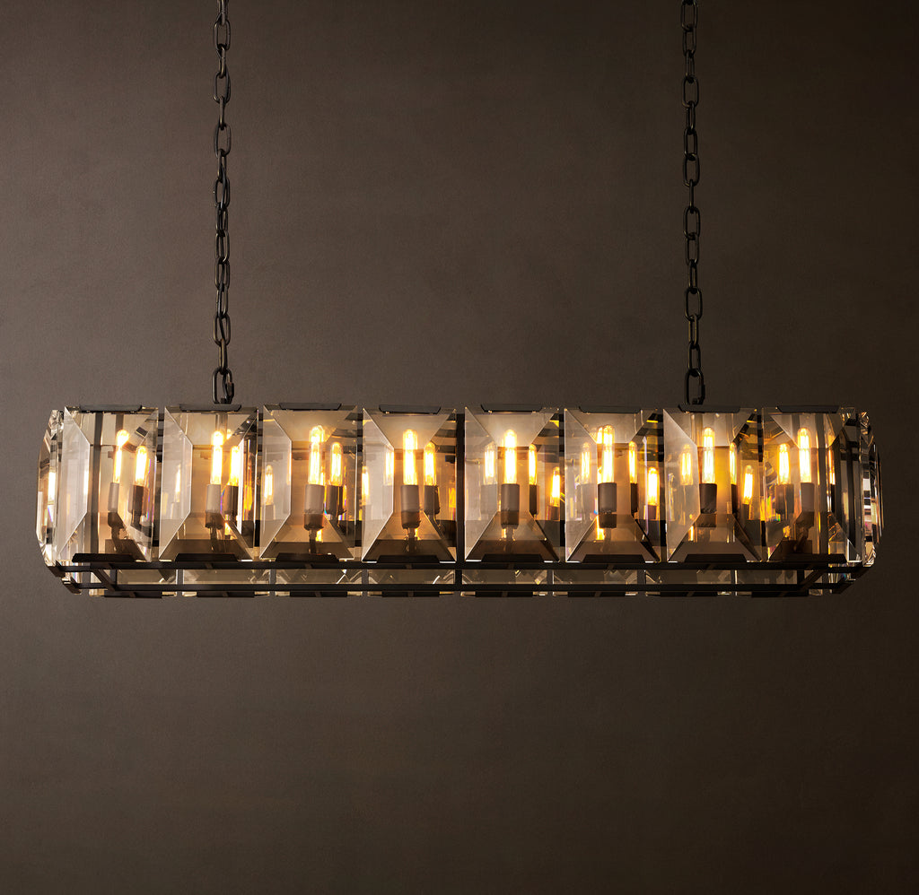 Signature Harlow Crystal Rectangular Chandelier – 54" Iron