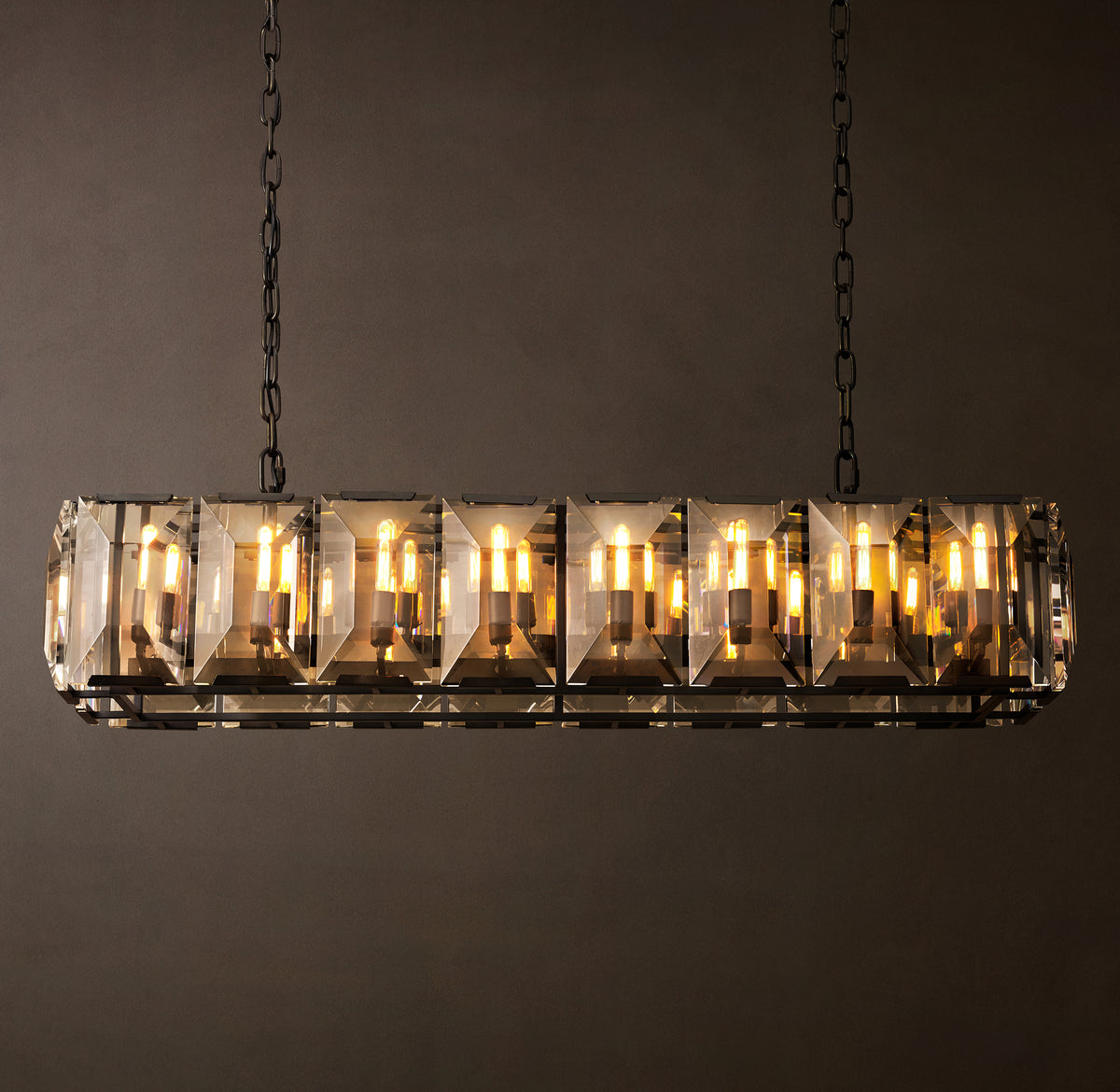 Signature Harlow Crystal Rectangular Chandelier – 54" Iron