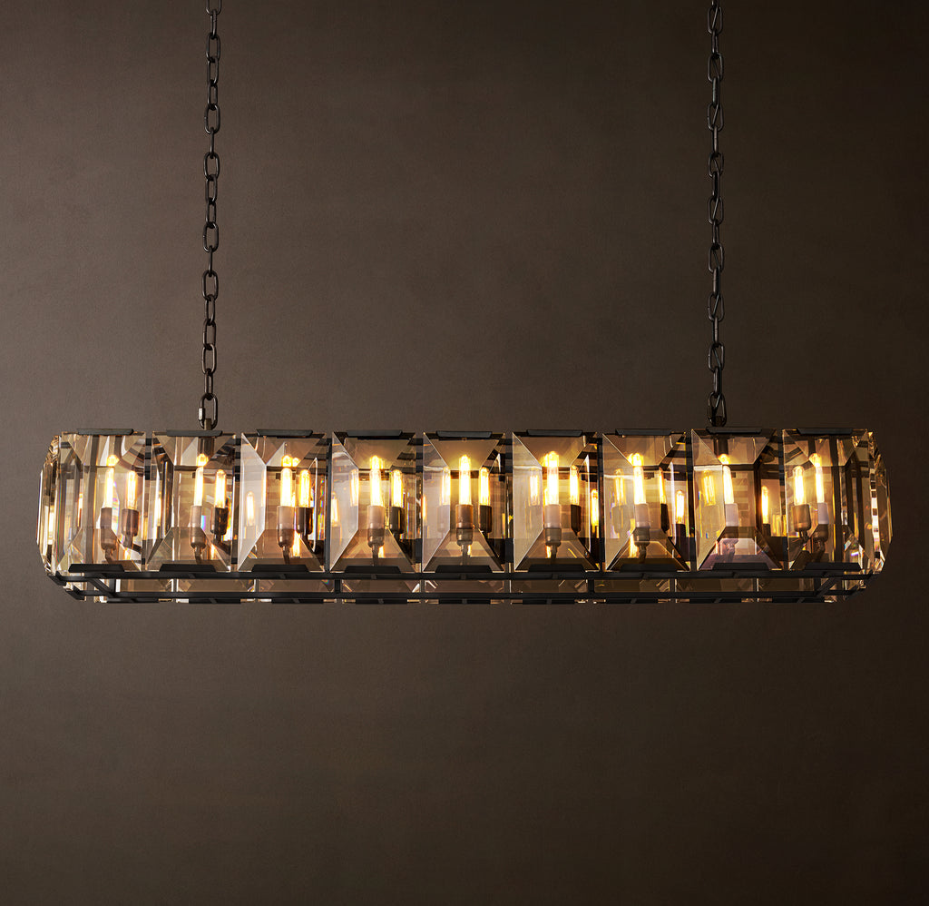 Signature Harlow Crystal Rectangular Chandelier – 62" Iron