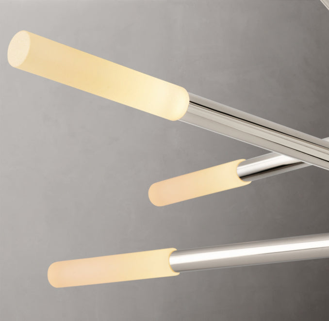 Sculptural Rousseau 8-Light Mobile Etched Rod Chandelier