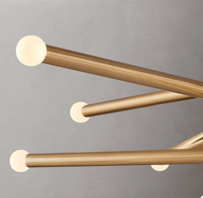 Sculptural Rousseau 10-Light Mobile Etched Rod Chandelier