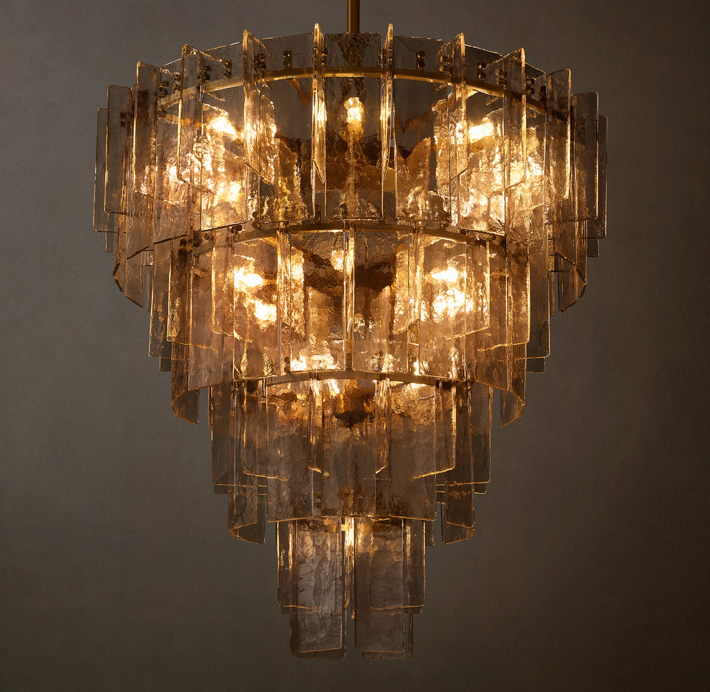 Signature Lattice Smoke Glass Tiered Round Chandelier, alternate view