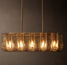 Signature Lattice Smoke Glass Rectangular Chandelier – 49"