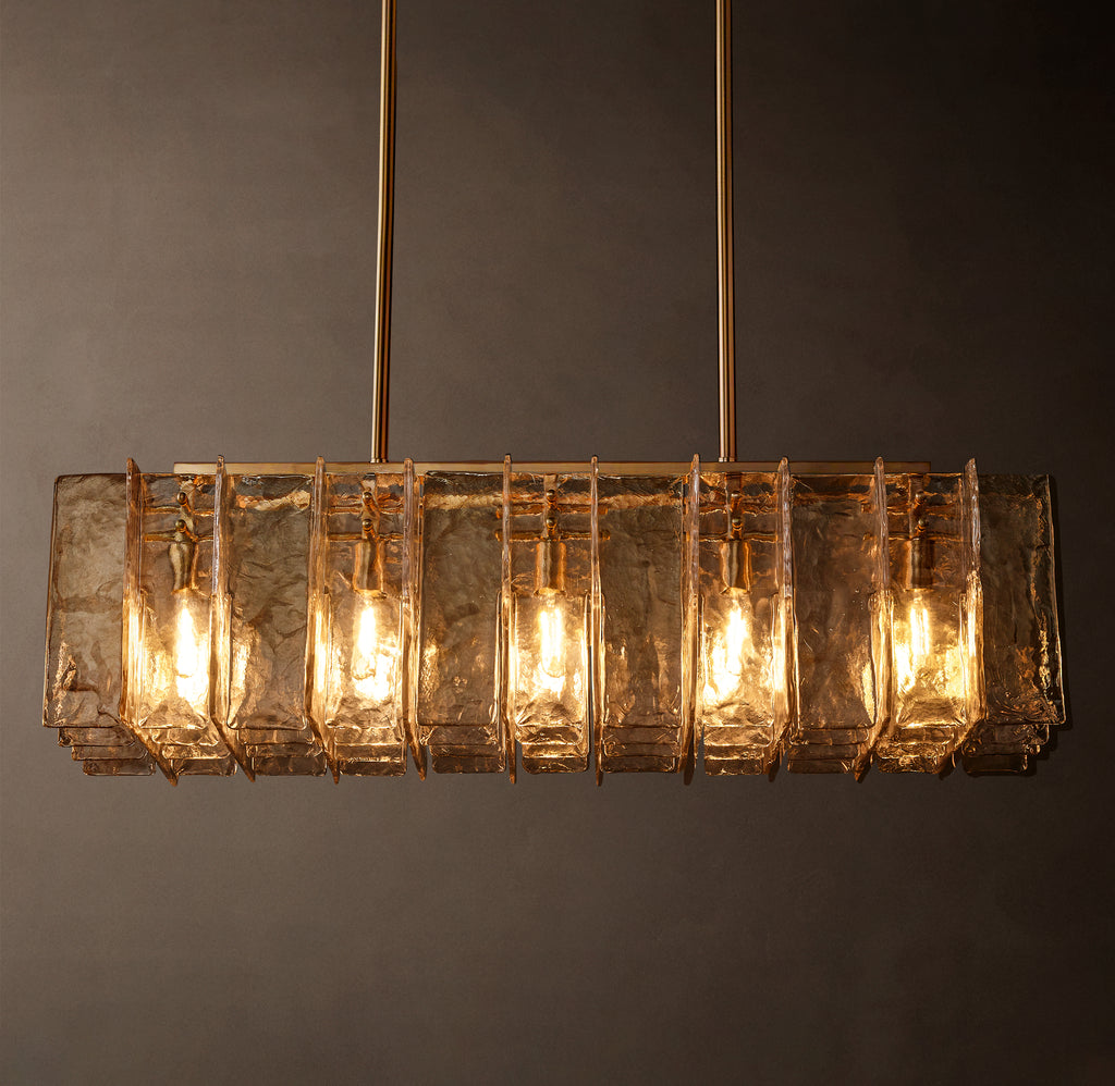 Signature Lattice Smoke Glass Rectangular Chandelier, alternate view