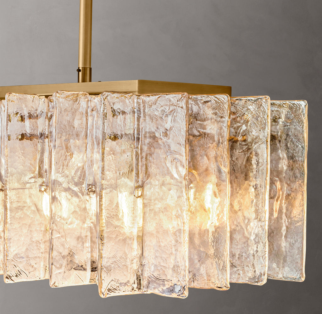 Signature Lattice Smoke Glass Rectangular Chandelier – 67"