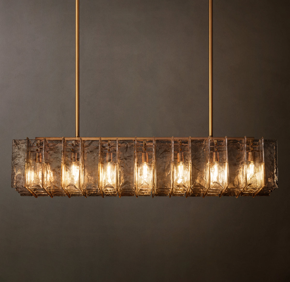 Signature Lattice Smoke Glass Rectangular Chandelier, alternate view
