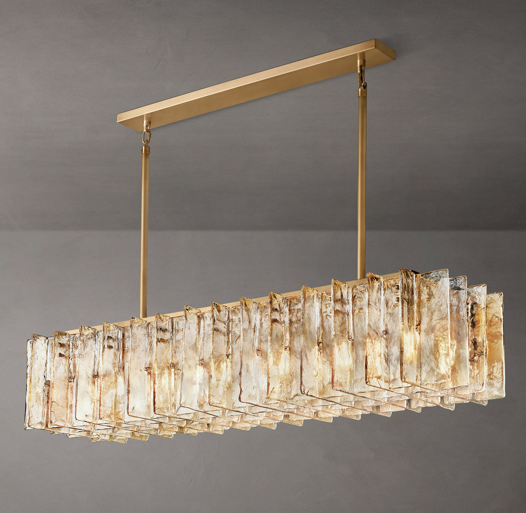 Signature Lattice Smoke Glass Rectangular Chandelier – 67"
